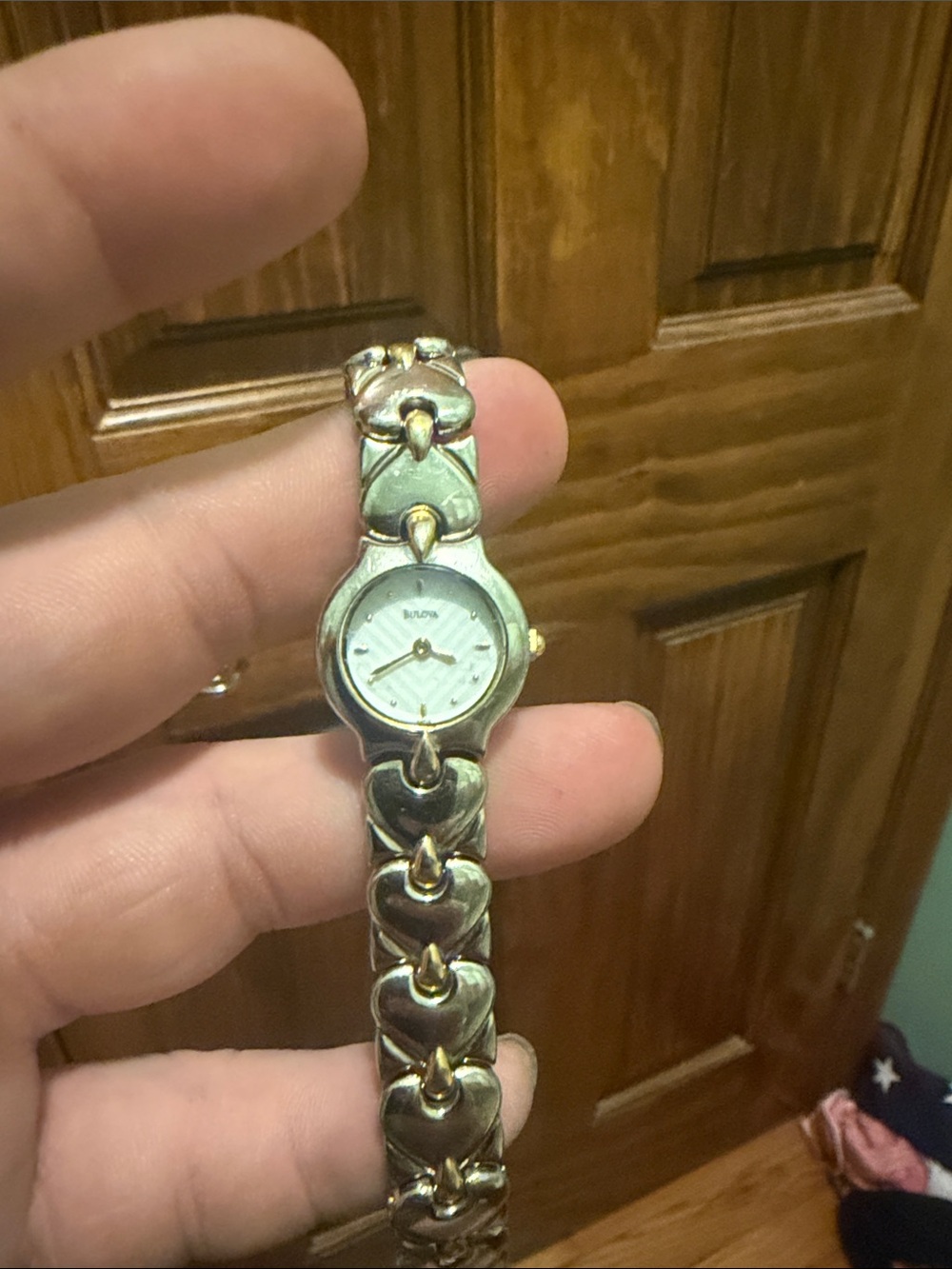 Bulova Two-Tone Heart Link Women's Watch - Silver and Gold Accents